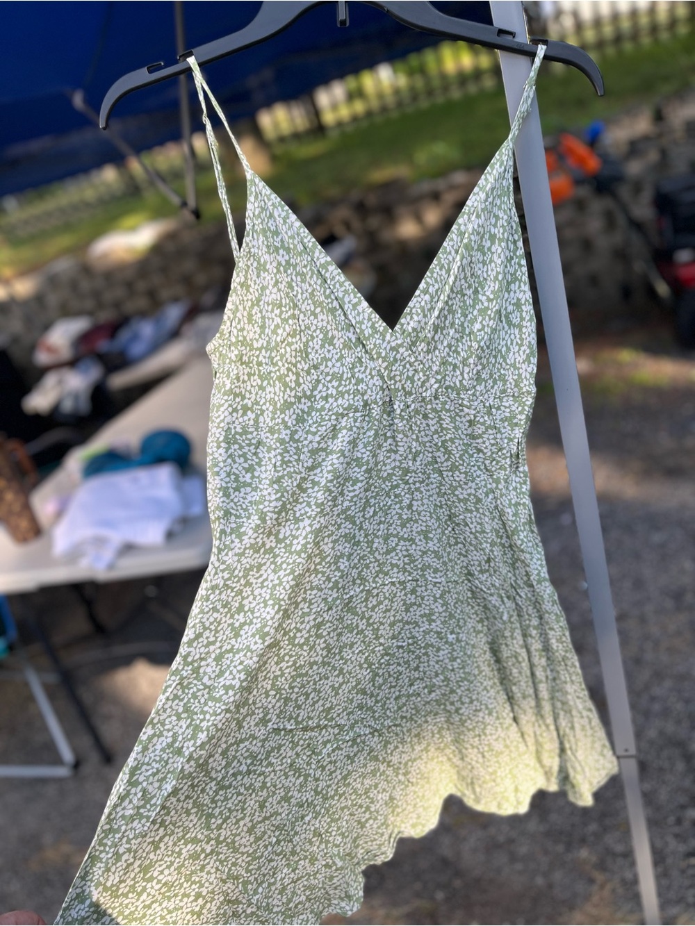 Hollister Green and White Floral Maxi Dress